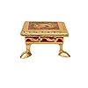 Rajasthani Golden Meenakari Wooden All Purpose Festive Decor Small Religious chowki Peacock Design for Home (4″ X 4″ INCHES)