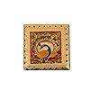 Rajasthani Golden Meenakari Wooden All Purpose Festive Decor Small Religious chowki Peacock Design for Home (4″ X 4″ INCHES)
